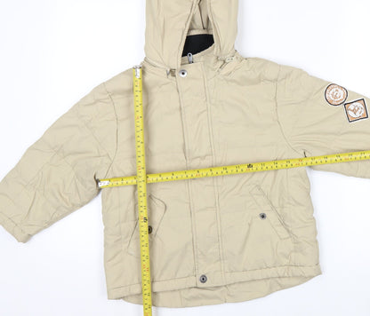 Level Eleven Boys Beige Hooded Puffer Jacket 4 Years Lined Winter Coat