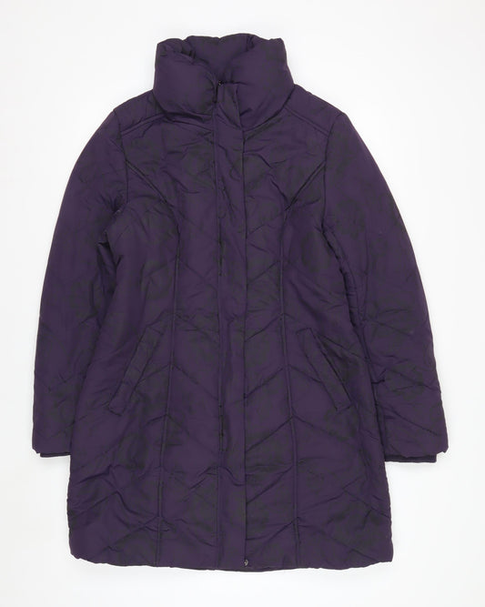 Roman Originals Womens Purple Quilted Long Coat Size 12