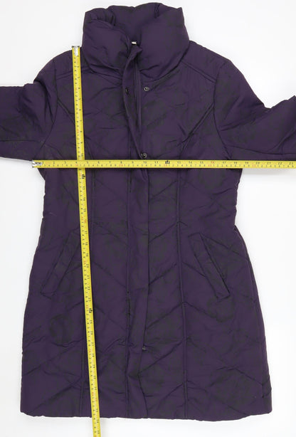 Roman Originals Womens Purple Quilted Long Coat Size 12
