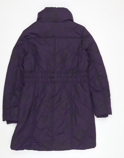 Roman Originals Womens Purple Quilted Long Coat Size 12