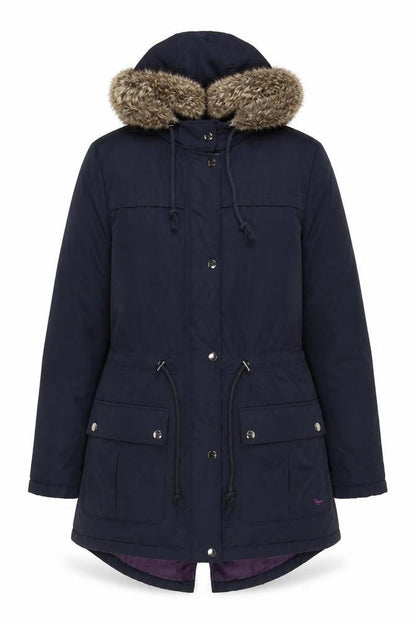 Country Rose Women's Blue Faux Fur Hooded Parka Coat Size 10