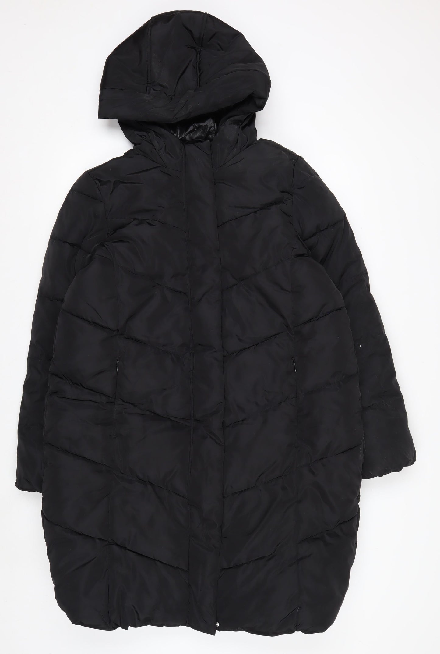 Marks and Spencer Girls Black 13-14 Years Hooded Puffer Coat Winter Jacket
