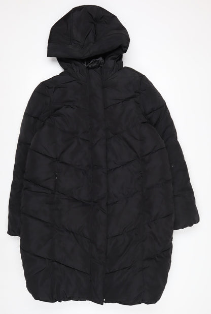 Marks and Spencer Girls Black 13-14 Years Hooded Puffer Coat Winter Jacket