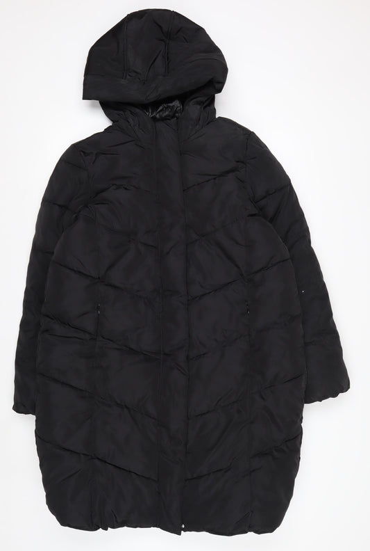 Marks and Spencer Girls Black 13-14 Years Hooded Puffer Coat Winter Jacket