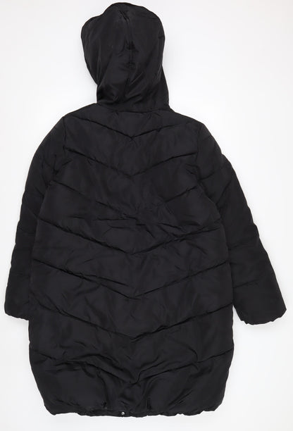 Marks and Spencer Girls Black 13-14 Years Hooded Puffer Coat Winter Jacket