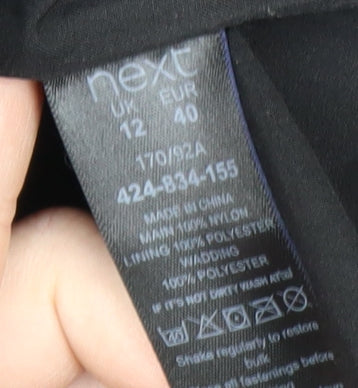 Next Women's Black Long Puffer Coat Size 12 Hooded Winter Jacket