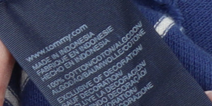 Tommy Hilfiger Boys Blue Striped Cotton Polo Shirt L 12-14 Years