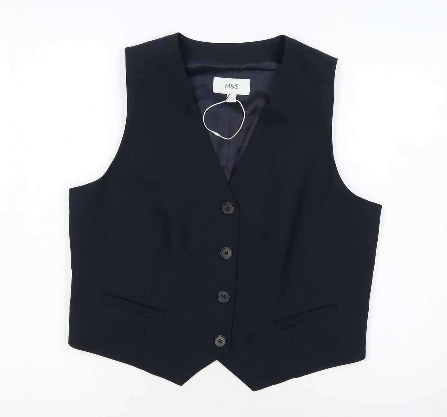 Marks and Spencer Women's Navy Blue Size 14 Tailored Suit Waistcoat
