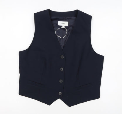 Marks and Spencer Women's Navy Blue Size 14 Tailored Suit Waistcoat