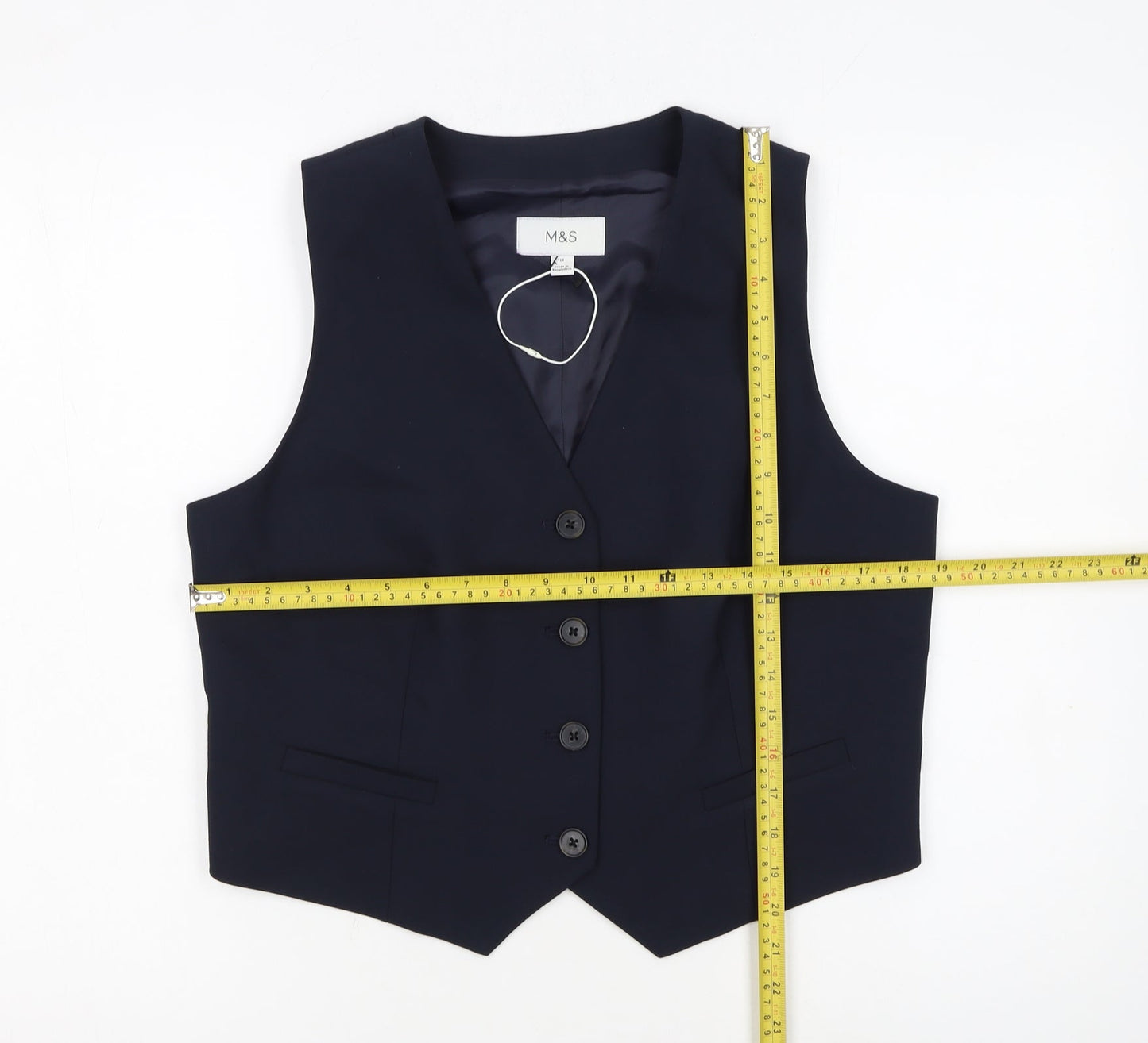 Marks and Spencer Women's Navy Blue Size 14 Tailored Suit Waistcoat