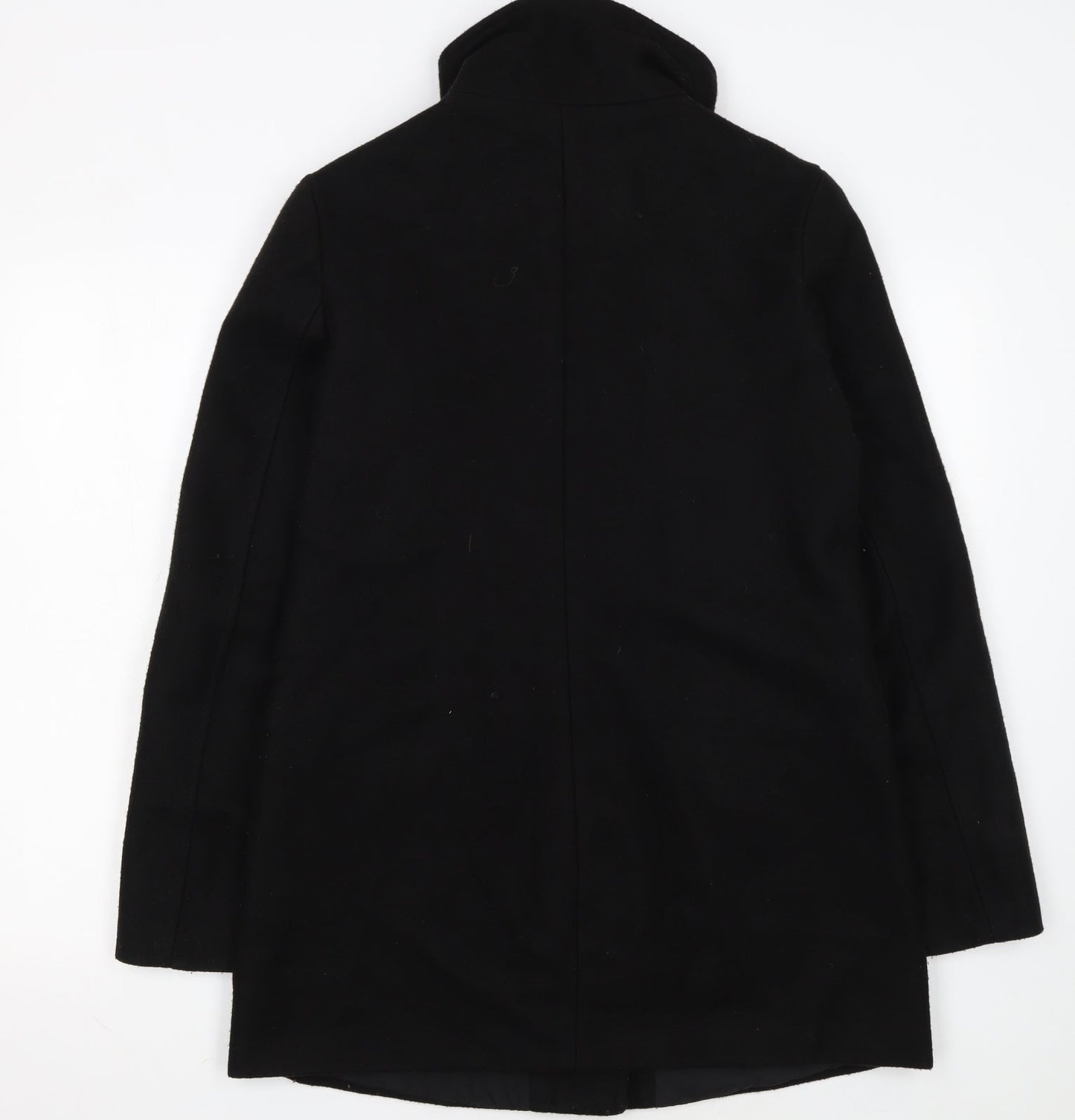 Bershka Women's Black Wool Blend Zip Pocket Mid-Length Coat Size 14