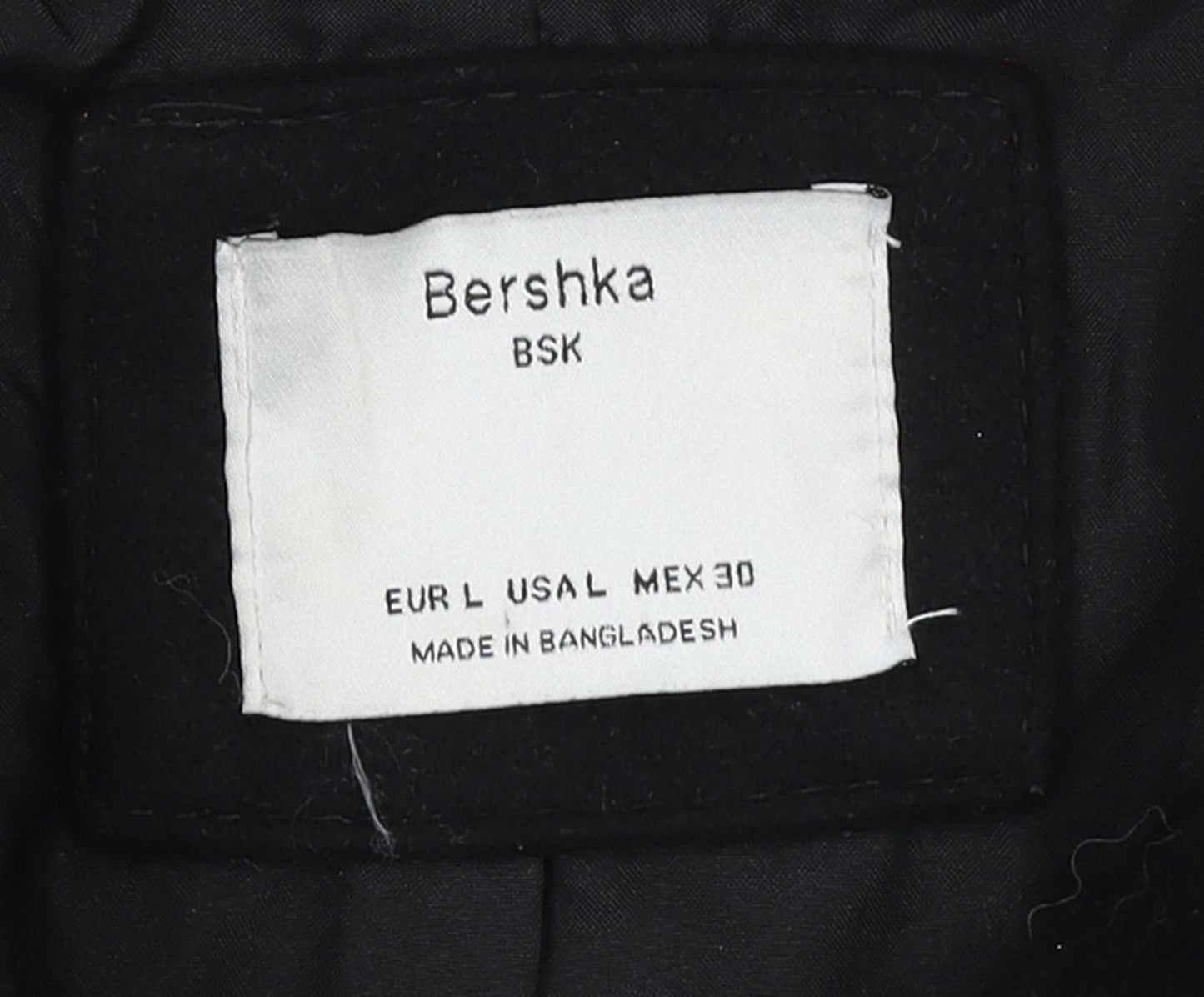 Bershka Women's Black Wool Blend Zip Pocket Mid-Length Coat Size 14
