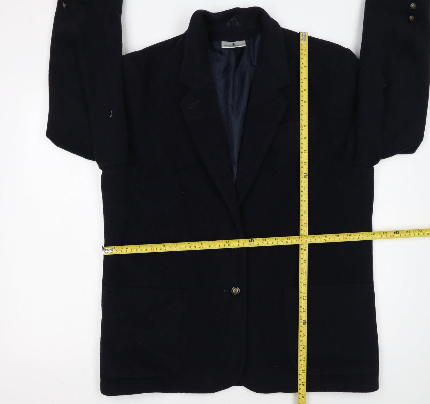 Imagination Womens Black Wool Blend Single-Breasted Blazer Size 18