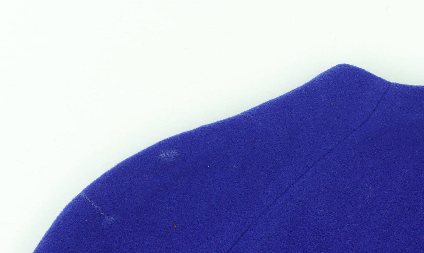 Marks and Spencer Women Blue Wool Cashmere Mid-Length Zip Coat UK 12