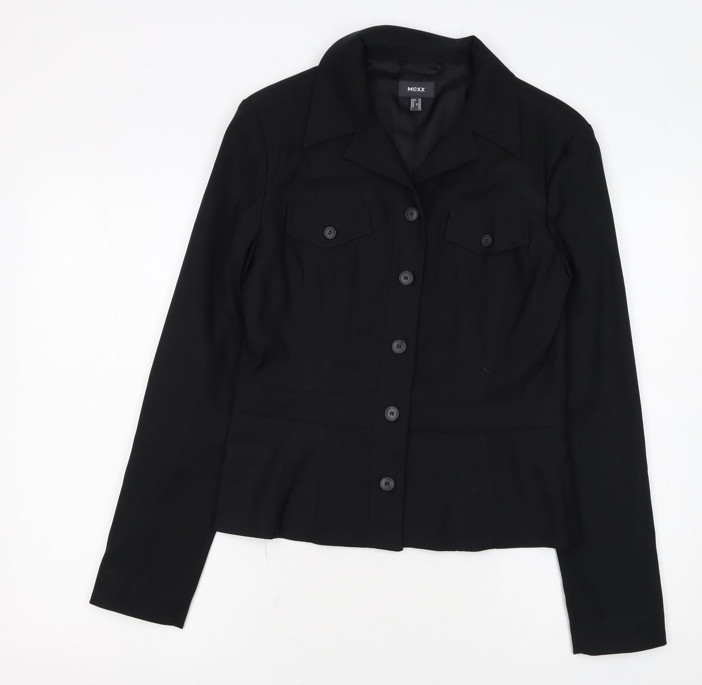 Mexx Women's Black Size 12 Fitted Button-Up Jacket