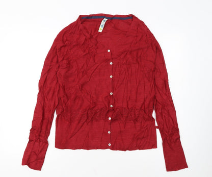 Weird Fish Women's Red Cotton Cardigan Size 16 Long Sleeve V-Neck