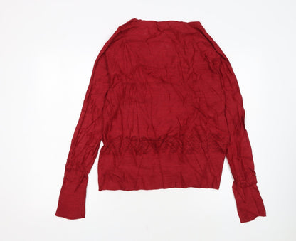 Weird Fish Women's Red Cotton Cardigan Size 16 Long Sleeve V-Neck