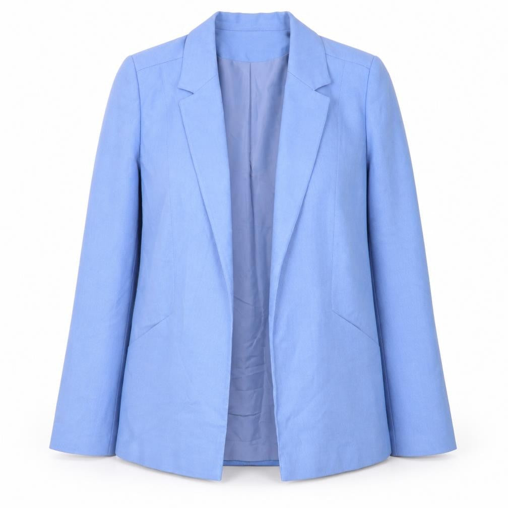 EWM Women Blue Size 14 Classic Single-Breasted Blazer