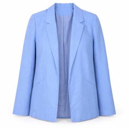 EWM Women Blue Size 14 Classic Single-Breasted Blazer
