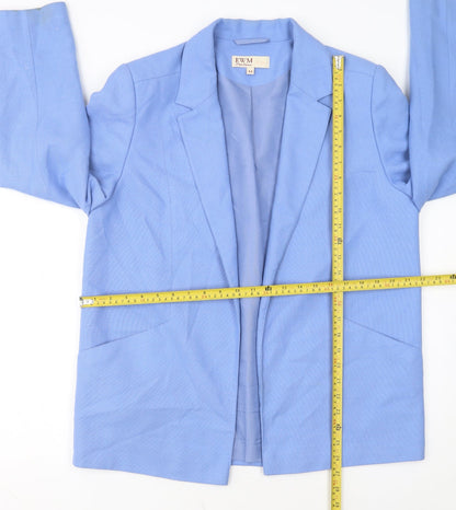 EWM Women Blue Size 14 Classic Single-Breasted Blazer