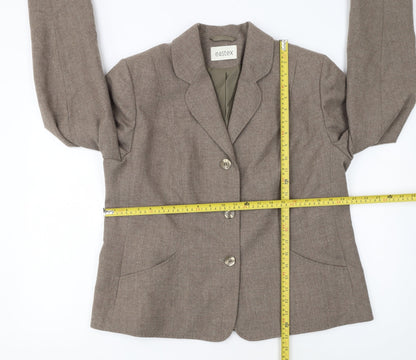 Eastex Women Brown Wool Blend Classic Single-Breasted Blazer UK 16