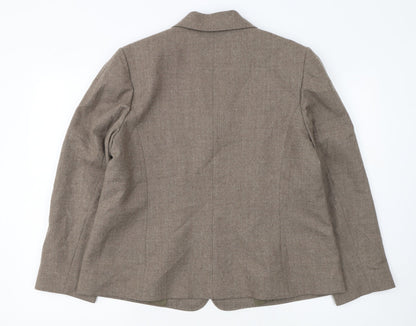 Eastex Women Brown Wool Blend Classic Single-Breasted Blazer UK 16