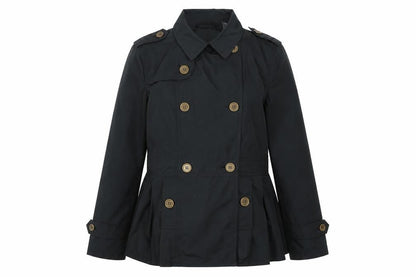 Anne Weyburn Women's Black Short Trench Coat Size 10 Lined Buttoned
