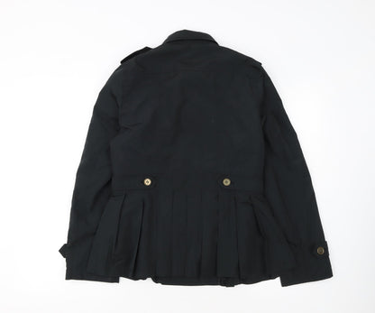Anne Weyburn Women's Black Short Trench Coat Size 10 Lined Buttoned