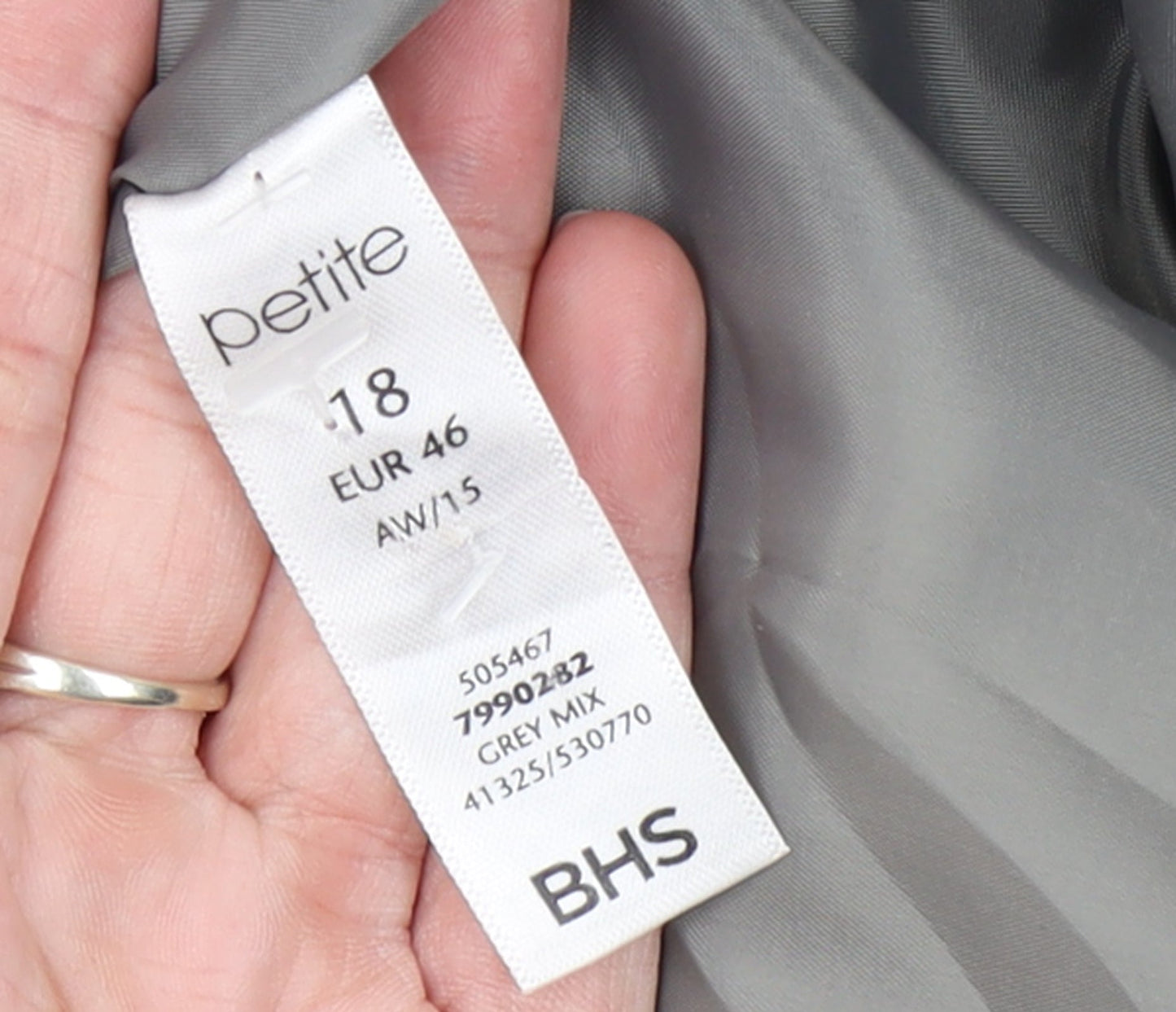 BHS Women’s Grey Petite Size 18 Wool Blend Mid-Length Coat