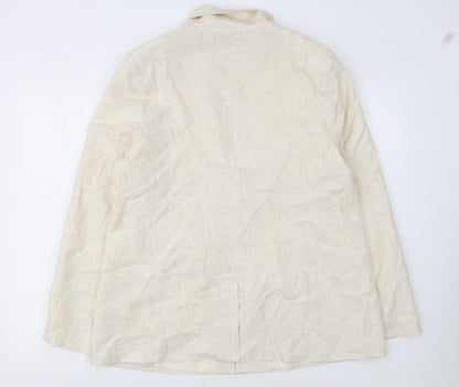 Papaya Women Beige Single-Breasted Blazer Size 16 Linen Blend