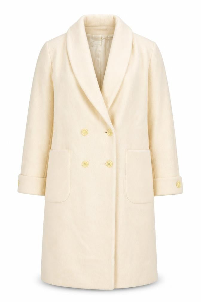 Pavilion Petite Women's Ivory Wool Blend Long Overcoat Size 12