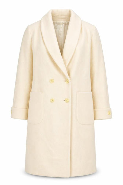 Pavilion Petite Women's Ivory Wool Blend Long Overcoat Size 12