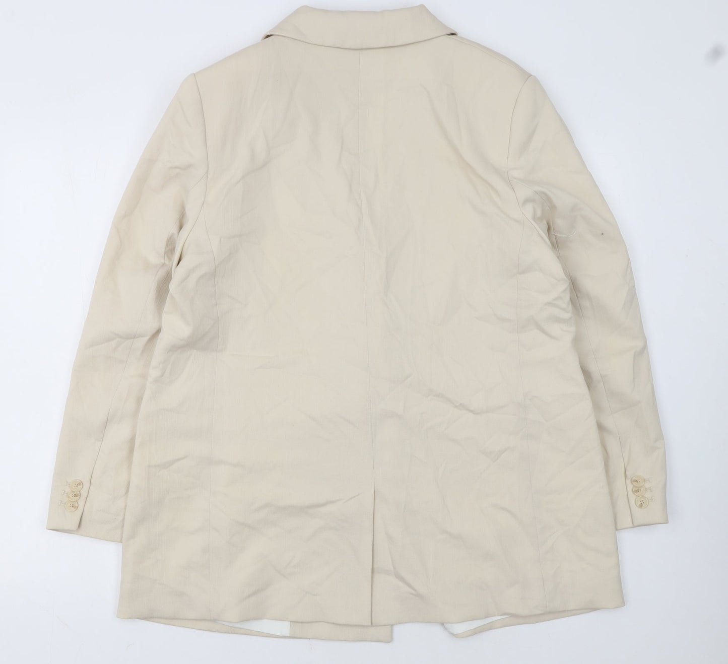H&M Women Beige Double-Breasted Blazer Jacket Size 14 Regular