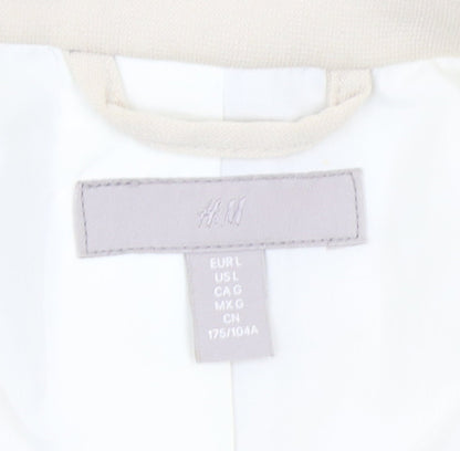 H&M Women Beige Double-Breasted Blazer Jacket Size 14 Regular