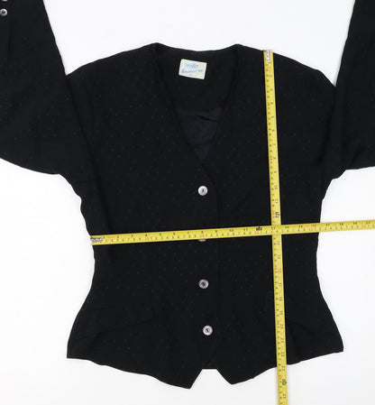 Wallis Women Black Polka Dot Long Sleeve Button Blouse Size 14