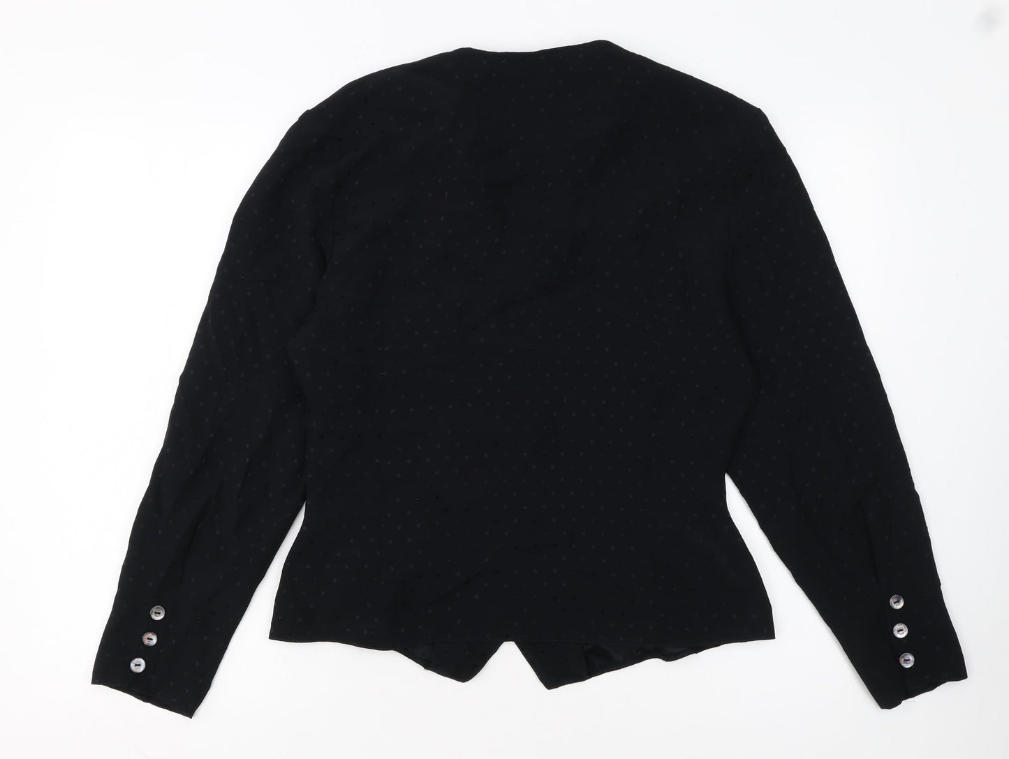 Wallis Women Black Polka Dot Long Sleeve Button Blouse Size 14