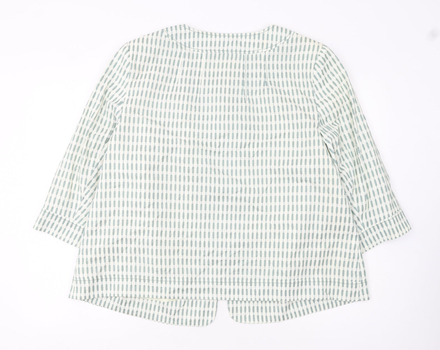 Elvi Women's Green Ivory Patterned Cropped Jacket Size 20