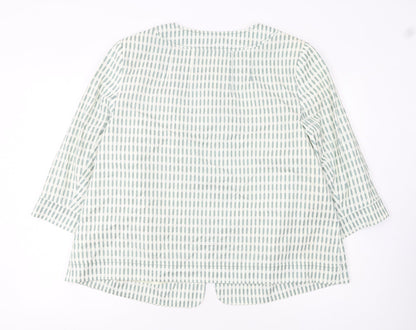 Elvi Women's Green Ivory Patterned Cropped Jacket Size 20