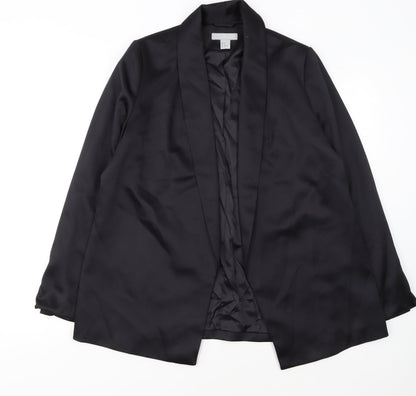 H&M Women Black Size 14 Shawl Collar Single-Breasted Blazer