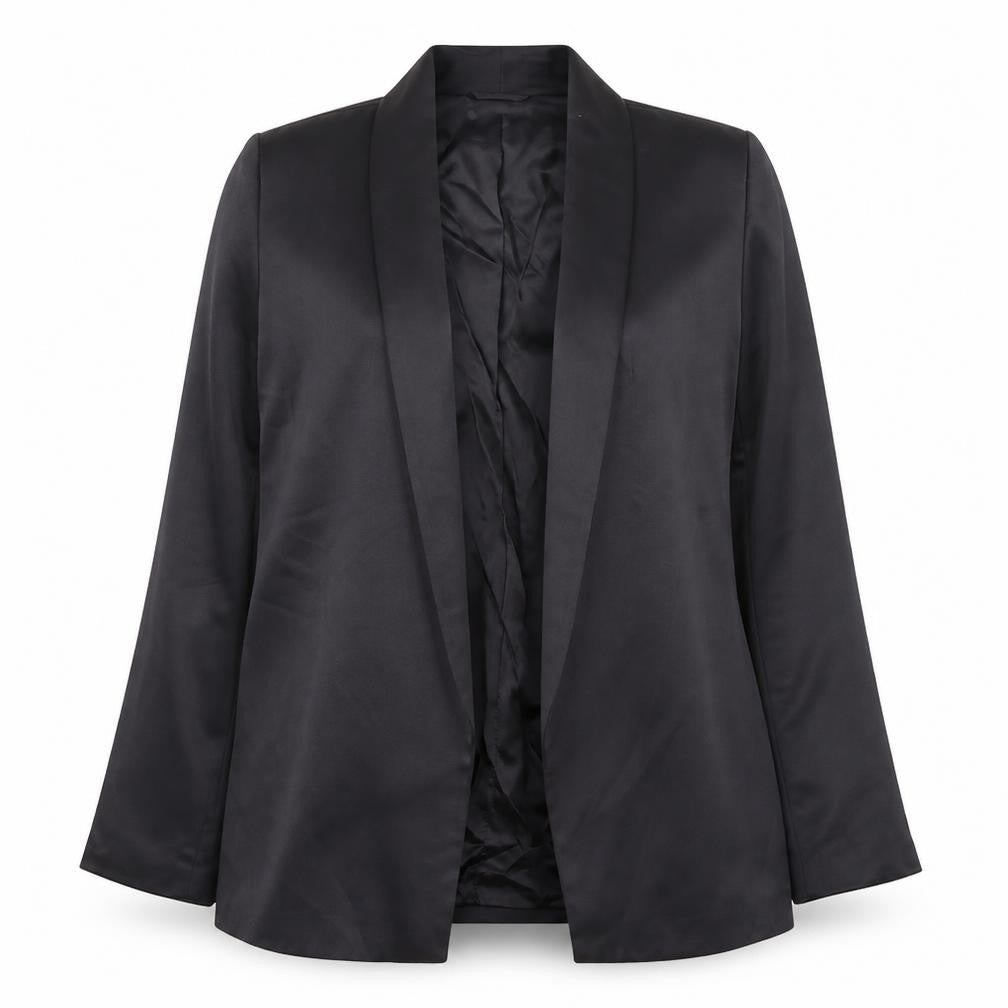 H&M Women Black Size 14 Shawl Collar Single-Breasted Blazer