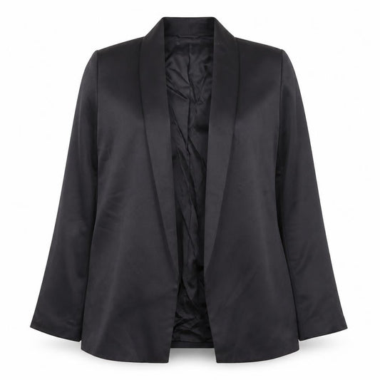 H&M Women Black Size 14 Shawl Collar Single-Breasted Blazer