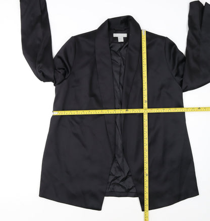 H&M Women Black Size 14 Shawl Collar Single-Breasted Blazer