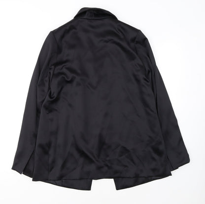 H&M Women Black Size 14 Shawl Collar Single-Breasted Blazer