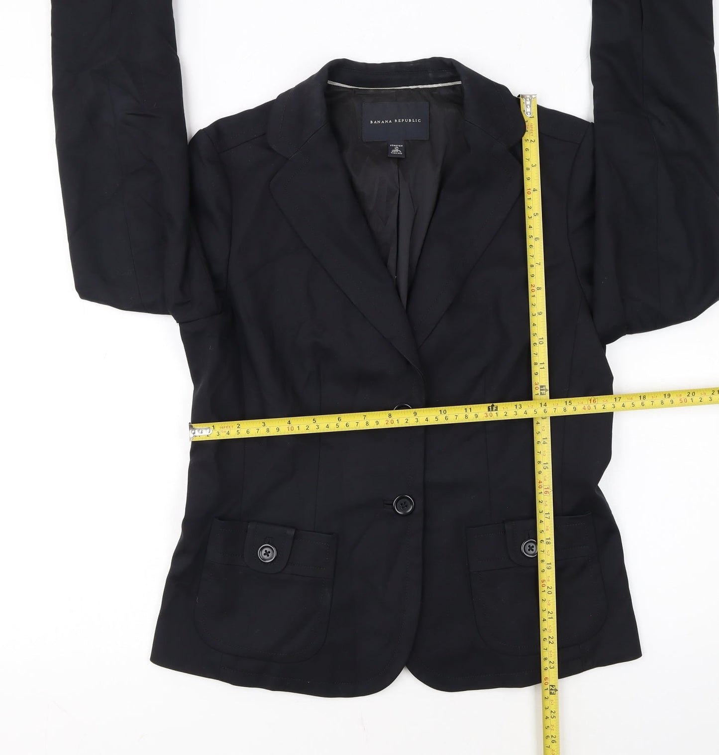 Banana Republic Women's Black Size 10 Stretch Two-Button Blazer