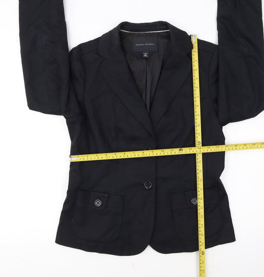 Banana Republic Women's Black Size 10 Stretch Two-Button Blazer