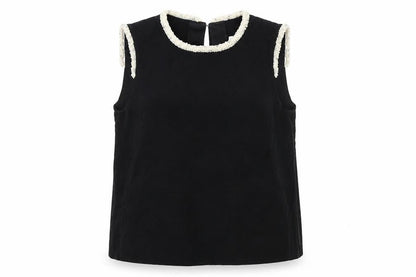 Sandro Women's Black Beaded Sleeveless Blouse Size S