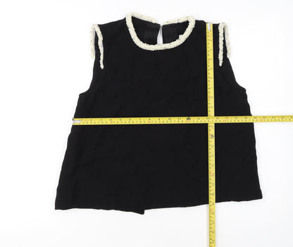 Sandro Women's Black Beaded Sleeveless Blouse Size S