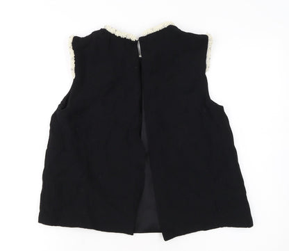 Sandro Women's Black Beaded Sleeveless Blouse Size S