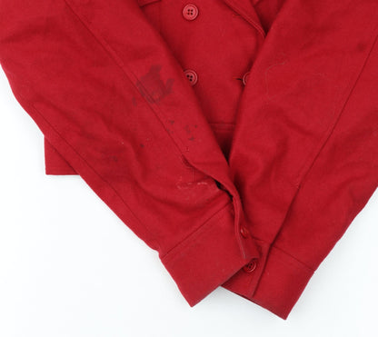 Warehouse Women Red Wool Cropped Military Jacket Size 10