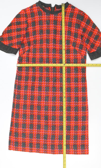 Beeline Fashions Womens Pink Grey Check Shift Dress Size 12 Vintage